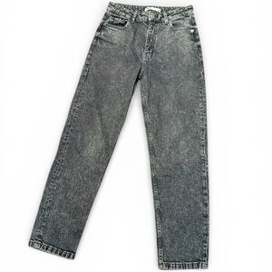 ZARA Acid Wash Straight Leg Jeans Black Grey Retro Grunge Streetwear Denim
